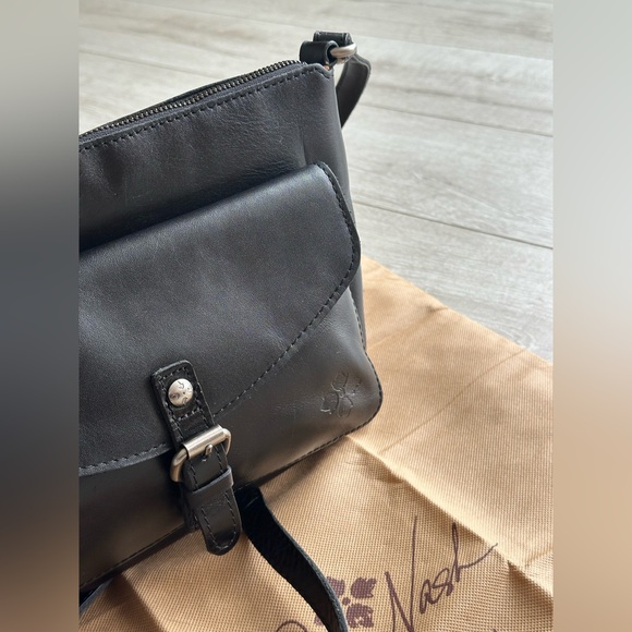 Patricia Nash Kirby Black Leather Crossbody Bag Buckle Flap - Picture 8 of 16